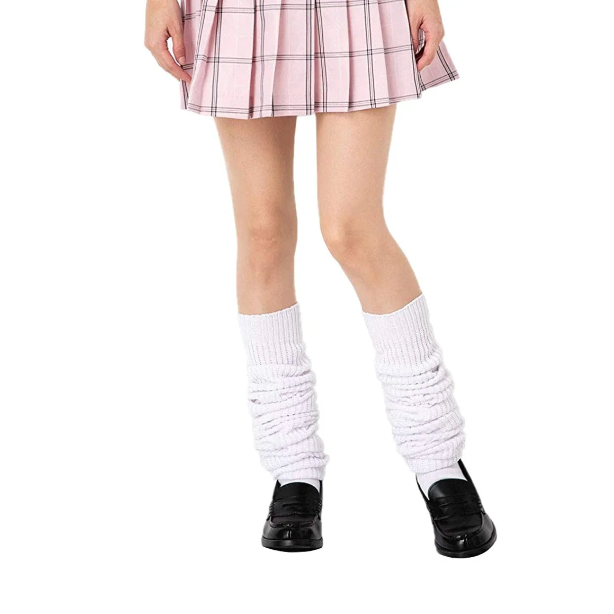 Japanese Student Girl's White Leg Warmer Bubble Slouch Socks Loose Fit Winter Animal Pattern Women's Clothing Accessory