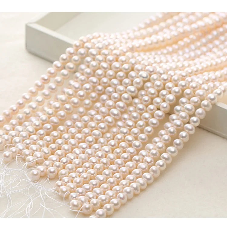 Hot Sale Zhuji Freshwater Pearl Strands High Luster Good Quality Natural Pearl Strand 3A Grade Pearls Chain 7-8mm