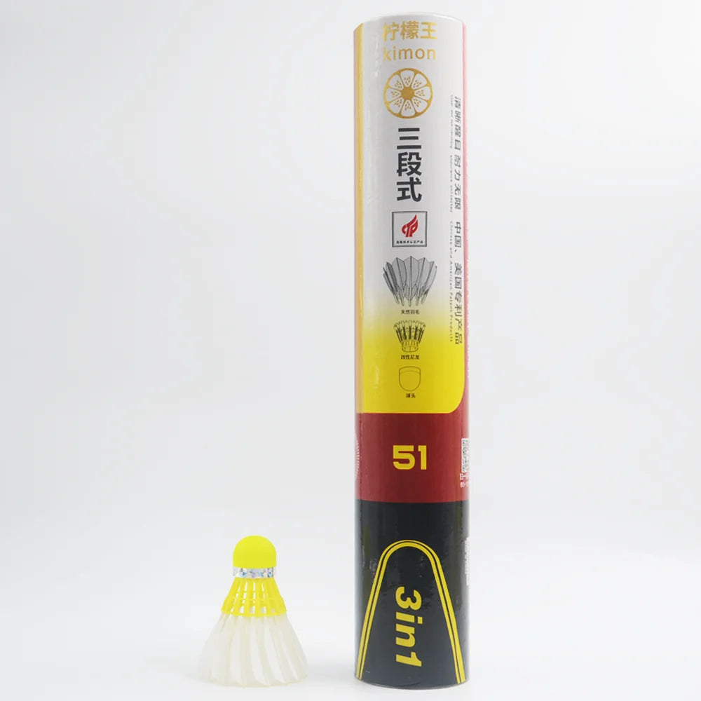 3in1 Factory Supply Class a Goose Feather Shuttlecock Yellow Color Most Durable Stable Dmantis D51for Training