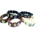 Wholesale Manufacturers Direct Sales Stickers Wood Chips Drip Oil Elastic Rope Rosary Bracelets Catholic Disciples