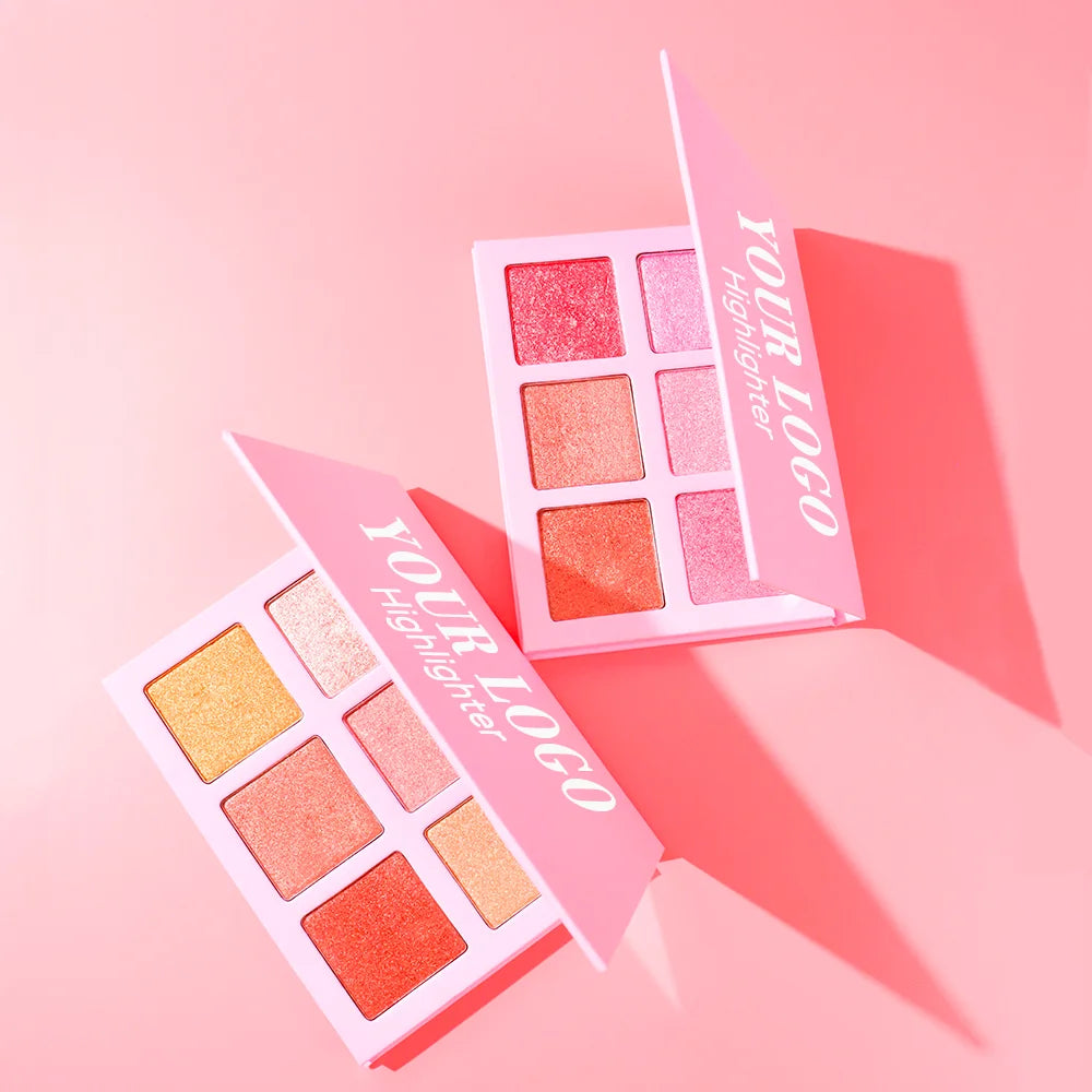 Cruelty Free Vegan Private Label Long Lasting Mix Color Contour Blush Highlighter Palette Matte Bronzer Pressed Powder Palette