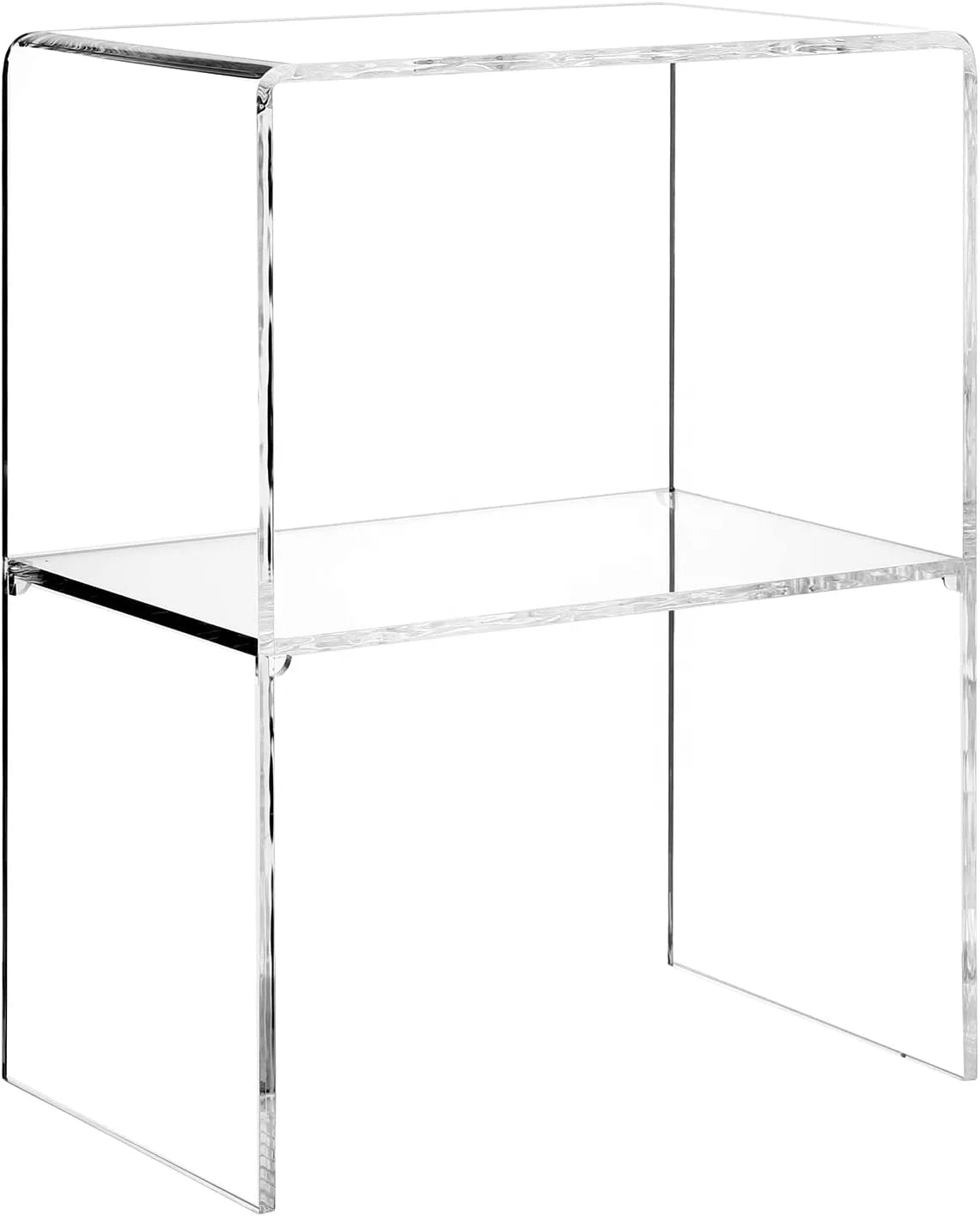 Modern Design Clear Acrylic Decorative End Table/Home Decor Display Nightstand with 2 Shelves - 10 mm