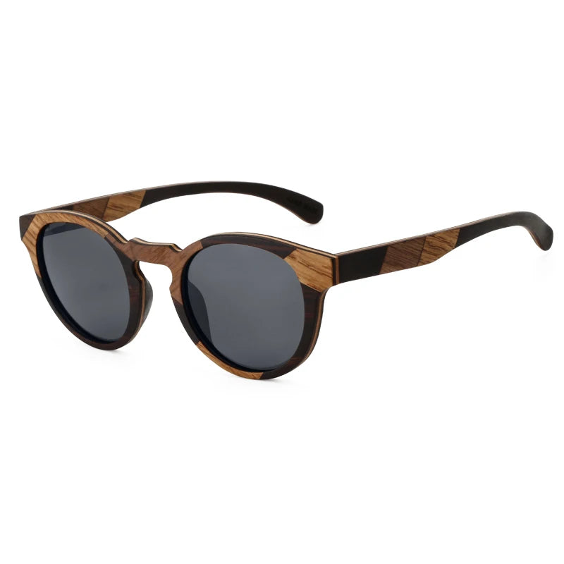 Custom Logo Wooden Bamboo Shades UV400 Luxury Brand Designer Glasses for Men Women Polarized Round Wood Sunglasses