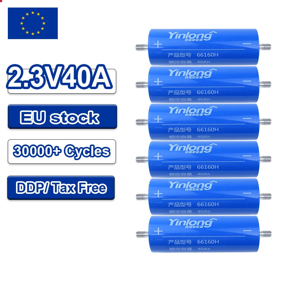 EU Stock Fast delivery Yinlong LTO 40AH grade A+ LTO Cells 10C High Power 30000+ Cycles for car audio EV Forklift Golfcar BESS