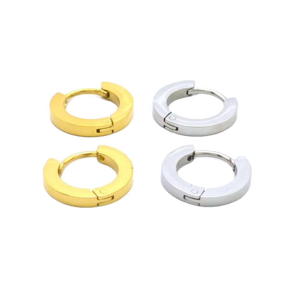 Punk Rock Unisex Ear Buckle Stainless Steel Hip Hop Clip on Trendy Simple Gold Earrings
