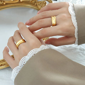 Customized Fashionable Titanium Steel Irregular C- Shaped Opening Adjustable Index Finger Ring Female Non Tarnish Jewelry