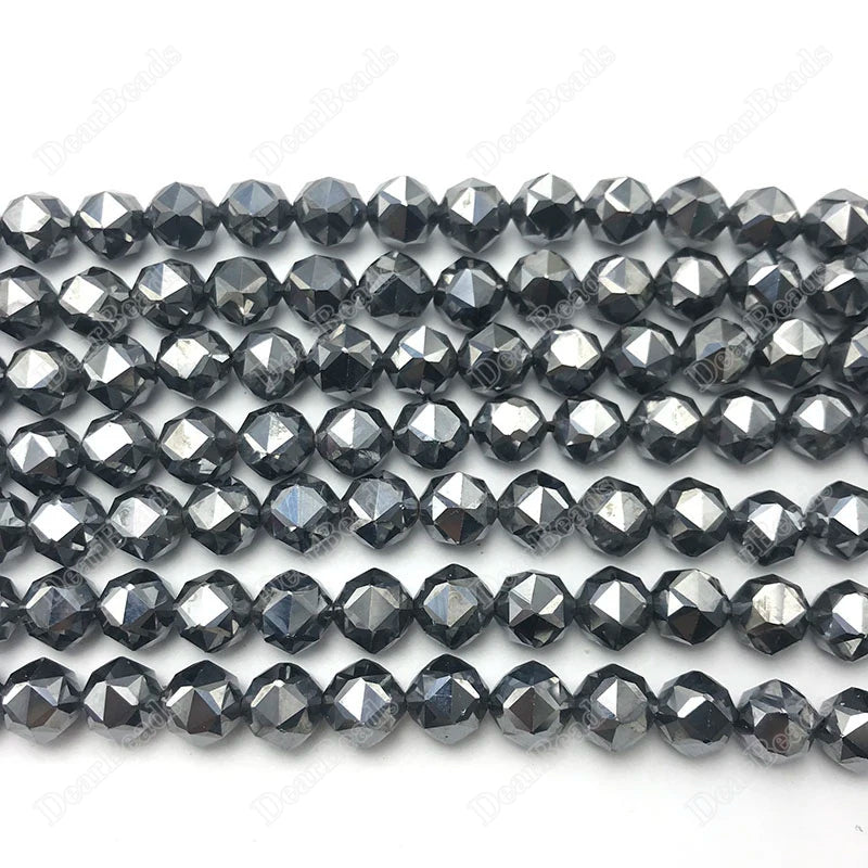 Hot Selling Double Star Unique New Shape Rose Cut 8mm Faceted Terahertz Beads for Jewelry Making