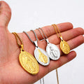 Fashion Blessed Stainless Steel Men's Women Miraculous Medal Holy Mother Virgin Mary Pendant Necklace Catholic Religious Jewelry