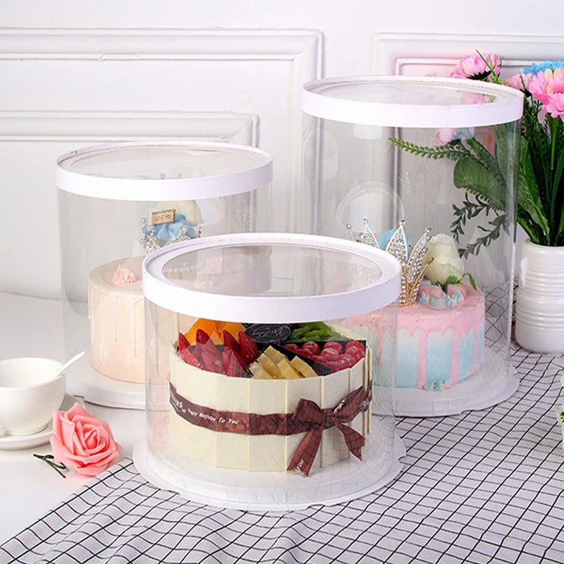 Custom Luxury Pet White Clear Wedding Clear Round Big Premium Black Cake Box Personalised Cake Boxes