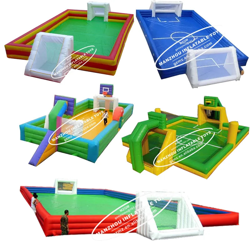 Funny Inflatable Soap Football & Soccer Basketball Game Portable Court on an Impressive Castle Structure
