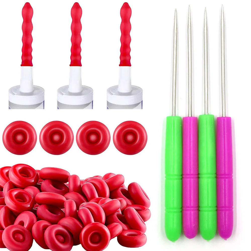 30 Pcs Caulk Tube Sealer Cap Saver Caps and 4 Pcs Piercing Tool Needle Cone Plastic Handle for Glass Cement Sealing Preserving