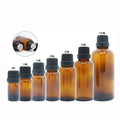 5ml 10ml 15ml 20ml 30ml 50ml 100ml Empty Cosmetic Skincare Packaging Black Cap with Reducer Amber Glass Essential Oil Bottle