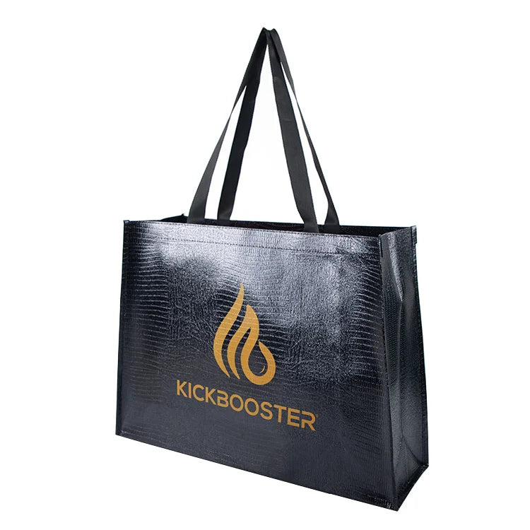 Customize Design Luxury Recycle Shinny Black Boutique Shopping Bags with Logos