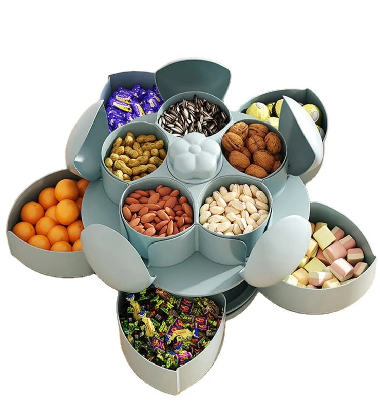 Rotating Candy Box Snack Nut Box Candy Fruit Plate Food Storage CaseDried Fruit Storage Organizer