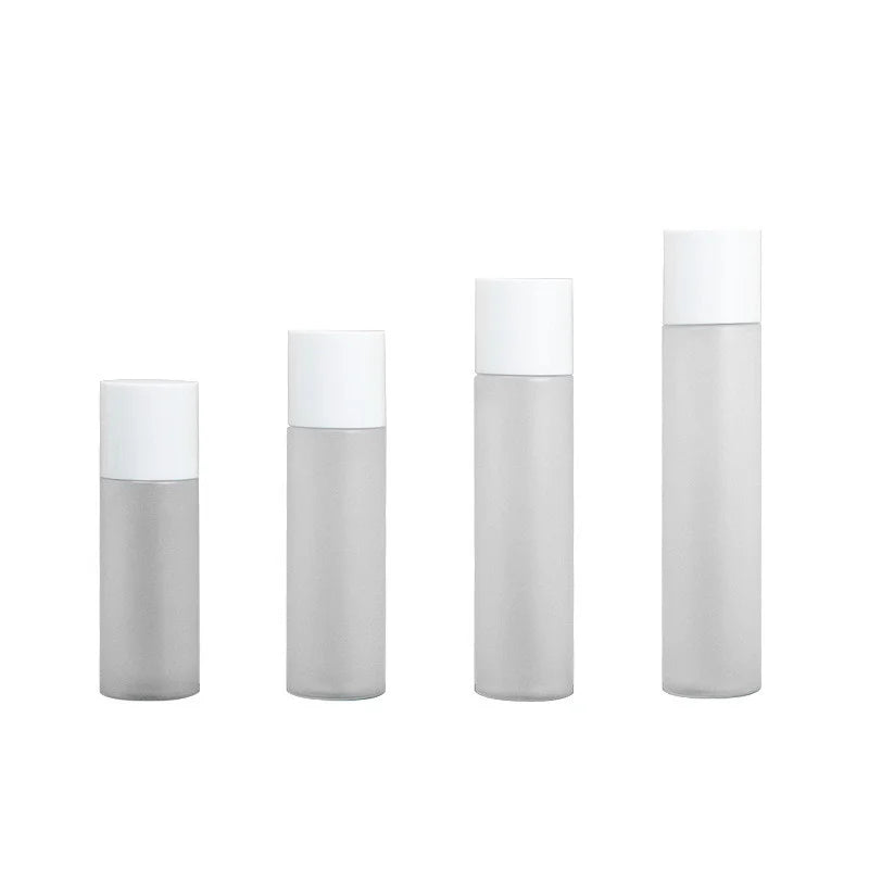 80ml 100ml150ml Transparent Frosted Round Toner Glass Bottle with Matte Silver/shiny Silver/black/white/gold Color Caps