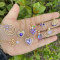 2023 New Purple Series Zircon Platinum Heart Necklace 18K Gold Plated Wedding Fashion Letter Shaped Chokers Necklace