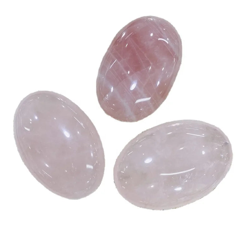 Natural Pink Crystal Massage Rock Hand Polished Rose Quartz Palm Stone For Healing