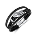 Hip-Hop Men's Stainless Steel Snake Magnetic Clasp Bangle Jewelry Punk Woven Genuine Leather Bracelet for Men PH1527