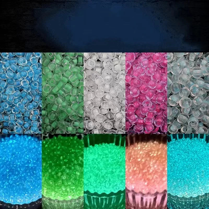 Luminous 3mm Seed Beads with Holes Fluorescent Glass Loose Beads DIY Handmade Jewelry