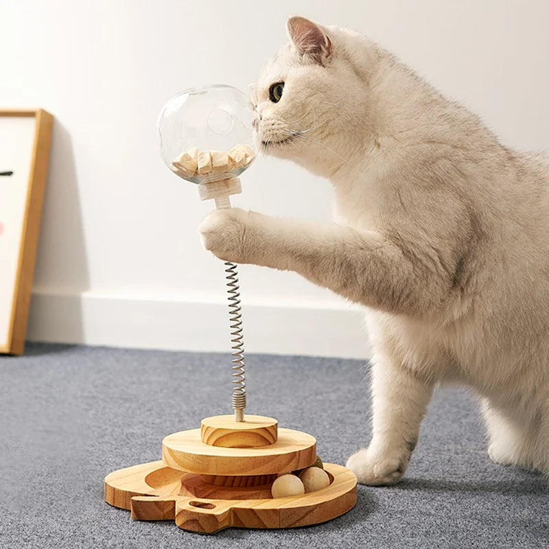 Solid Wood Turntable & Leakage Ball Eco-Friendly Boredom Relief Toy for Cats & Dogs Wholesale for Amazon Pet Supplies