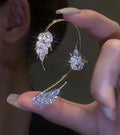 Silver Plated Metal Crystal Butterfly Ear Clips Without Piercing Women Sparkling Zircon Ear Cuff Clip Earrings Wedding Jewelry