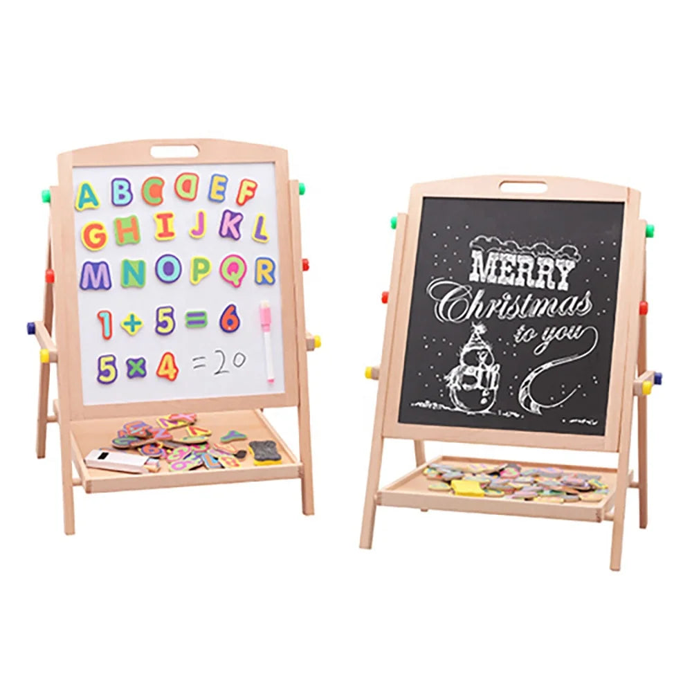 Small Blackboard Double Sided Children's Drawing Board Wooden Drawing Board Wooden Easel for Preschool Kids
