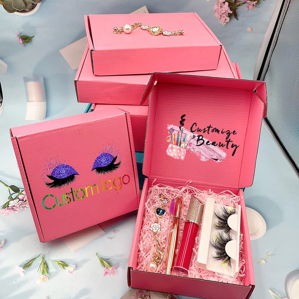 Wholesale Paper Foldable  Cosmetic Packaging OEM  Corrugated Mailer Box Pink Shipping Boxes OEM Shipping Mailer Box