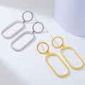 Light Luxury 925 Sterling Silver Hollow Out Oval Drop Earring With Zircon Gold Plated Geometric Earring Jewelry for Women