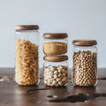 Home Glass Storage Jars Borosilicate Kitchen Container Canisters with Acacia Wood Air-tight Lid Glass Food Storage Containers