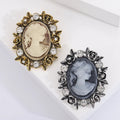 Vintage Women Brooch Badge Lapel Pin Flower Brooch Cloths Accessories Alloy Crystal Beauty Head Cameo Brooch Pin