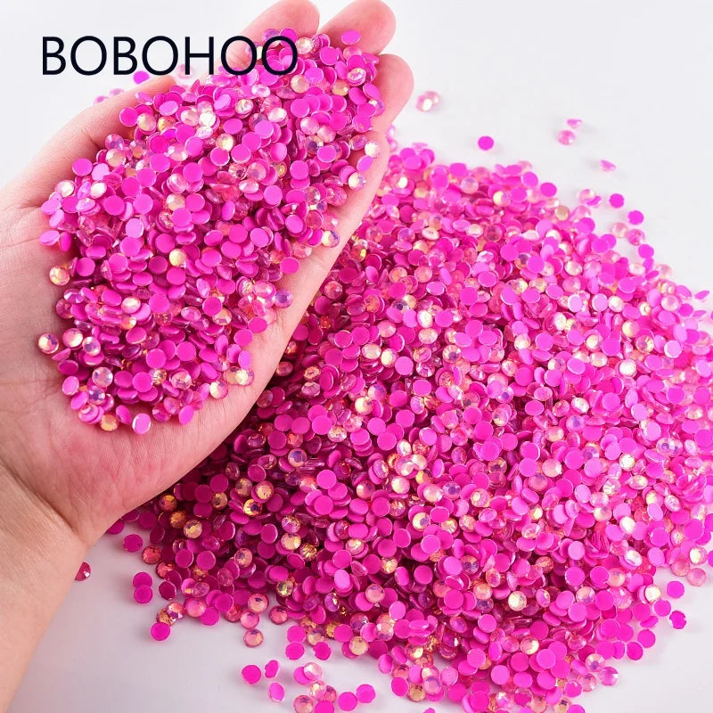 BOBOHOO Wholesale Luminous Opal SS3-SS30 Crystal Non Hotfix Rhinestones Glass Flatback Rhinestones for Nail Art Decoration