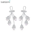 LUOTEEMI Woman Big Dangle Drop Elegant Geometric Modern Popular Earing Fashion Large Pearl Flower Earring