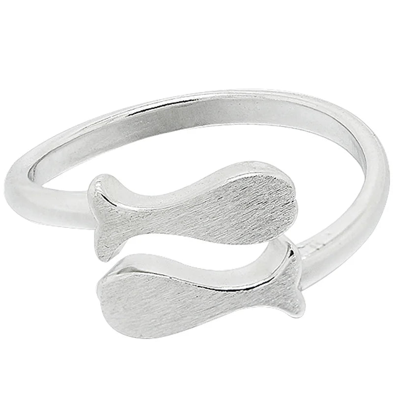 Women's Vintage Silver Open Adjustable Pisces Fine Jewelry Rings Simple Design Wholesale for Anniversary Occasions