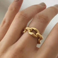 Unique Stainless Steel Luxury Design Women Stacking Band Rings Gold Plated Chain Ring Statement Jewelry