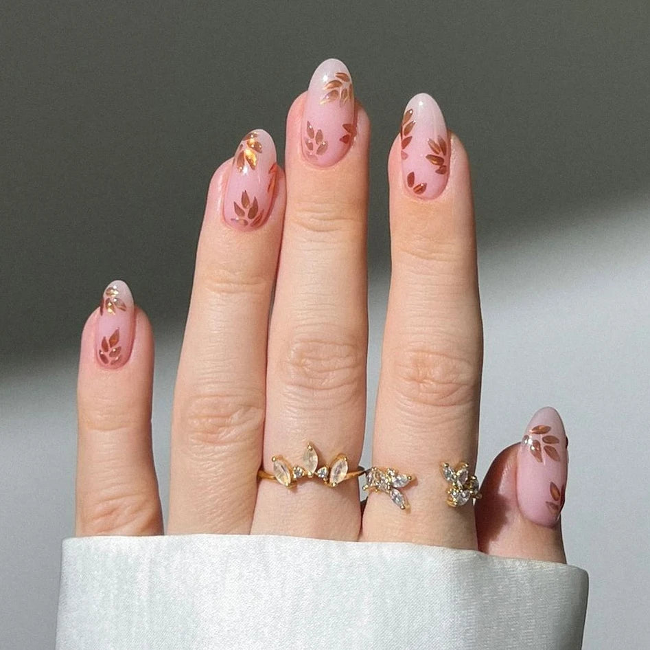 Private Label Customized Fall Winter Hand Made Acrylic Press on Nails Set Wholesale Almond Chrome Soft Gel Stick on Nails Press