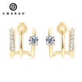 Women's 925 Sterling Silver Moissanite Stud Earrings Half Open Cuff Piercing and Triple Side Hoops Real 925 Silver Jewelry