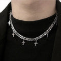 VAF 45+10CM Cuban Chain with Multiple Cross Pendants Necklace Coole Halskett Mann