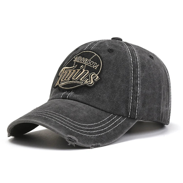 Outdoor Sunshade Washed Vintage Snapback Cap Cotton Letter Embroidered Baseball Cap