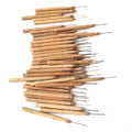 Leeons Wooden Hair Extension Hook Pulling Tool Needle Threader Micro Rings Beads Loop Handle Weaving Needle 14.3cm