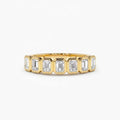 LOZRUNVE 925 Sterling Silver Trending Bezel Baguette Half Eternity Wedding Band Ring Gold
