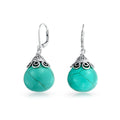 Vintage Woman Turquoise Jewelry Gemstone Level Back Earring 925 Sterling Silver Dangle Earrings Jewelry