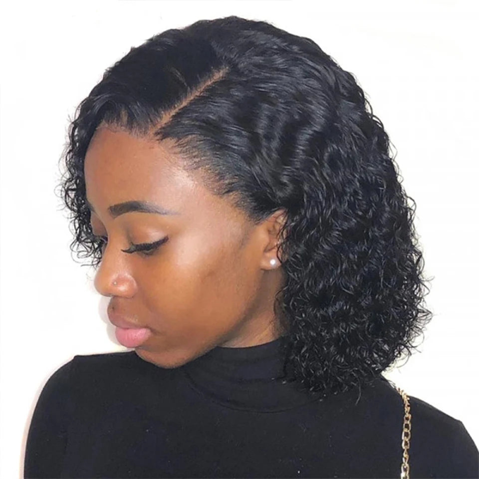 Wholesale Bob Deep Wave Pre-Plucked Brazilian Short Bob Wigs Remy Deep Wave Human Hair Wigs 4x4 Lace Closure Wig