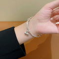 Female Retro Charm Bangle Bracelet Birthday Gift Titanium Steel Jingle Bells Bracelets for Friend