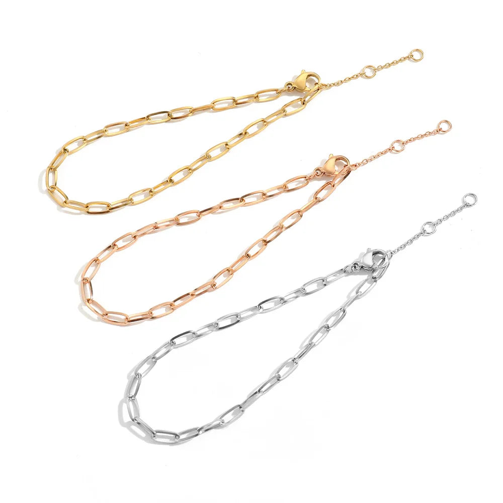 New Colorful 14K Gold PVD Stainless Steel Bracelet Tarnish Free Unique Oval Link Wrist Chain Women Minimalist Bracelet Wholesale