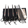 SHIMAMO 7 Inch Black Stainless Steel Eco-Friendly Dog Grooming Scissors Set with Teeth Clippers
