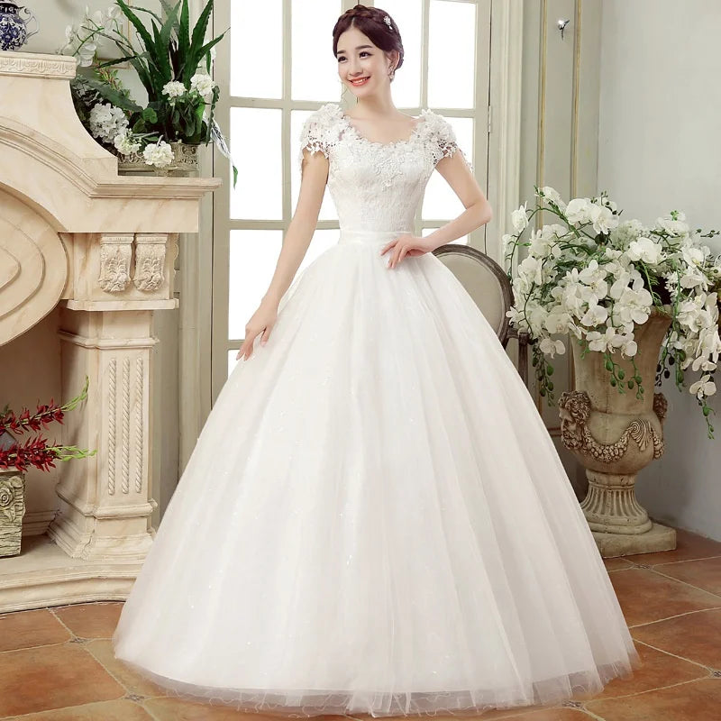 2025 New Large Size White Lady Fashion Flowers Female Wedding Dresses