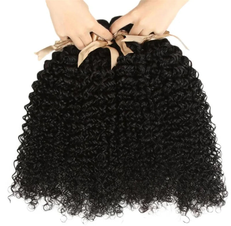 Double Drawn Raw Indian Natural Color Curly Human Hair Extensions for Woman in Stock