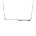 YILUN High Quality Classic Rainbow Bar Necklace in 925 Sterling Silver - Sparkling and Colorful Jewelry for Women