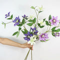 O221 Wholesale Artificial Plants Faux Flower Bouquet Clematis White Pink Artificial Silk Clematis Flowers for Floral Arrangement