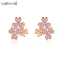 LUOTEEMI Lucky Four Leaf Clover Romantic Earrings Rose Gold Plated Exquisite Earring for Women Wholesale